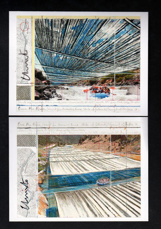 Over The River. 2 art kaarten gesigneerd door Christo verkocht voor € 50!