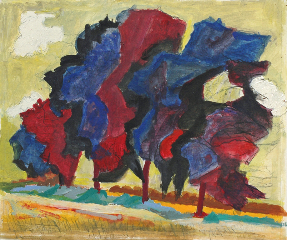 Hans Ebeling Koning, verf en inkt op papier, Wolkjes verkocht voor € 50!