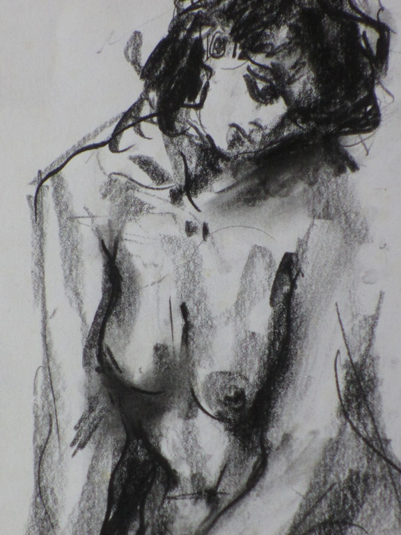 Bob ten Hoope, Zittende naakte vrouw, Tekening kopen? Bied vanaf 75!