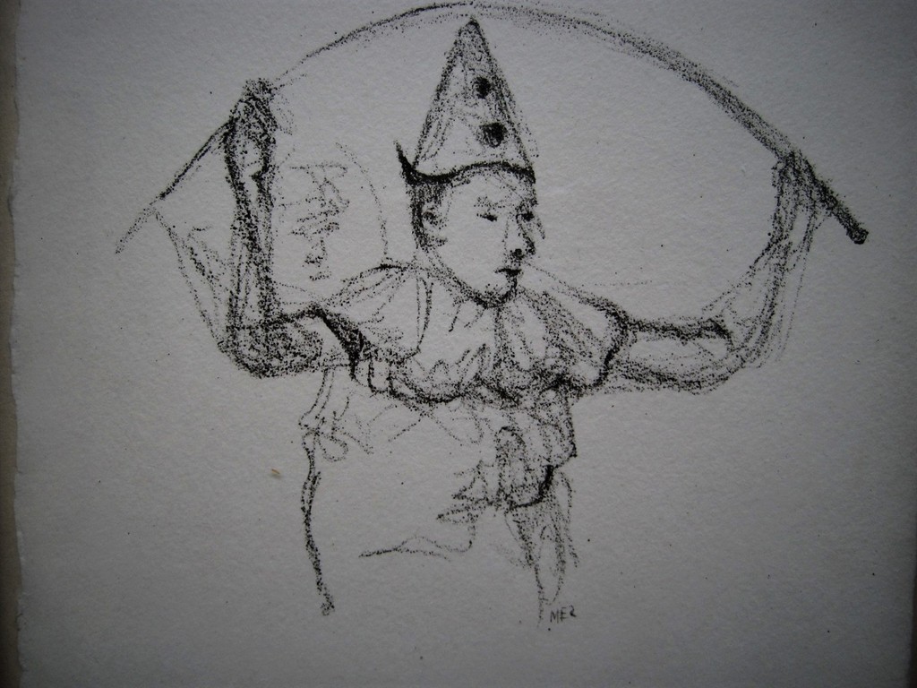 Mooi ingetogen Han Mes (1936-) Litho "Witte Clown" ca 1960 gesigneerd  kopen? Bied vanaf 1!