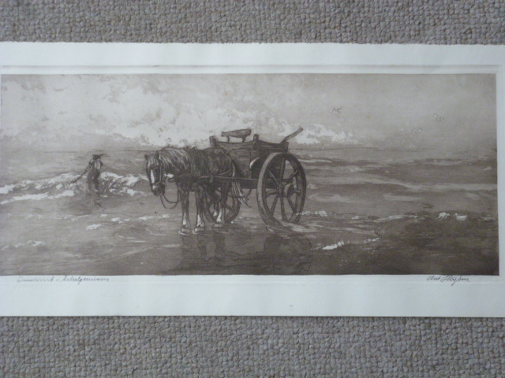 Anton Heyboer - ets - Zandvoort, schelpenvisser verkocht voor € 190!