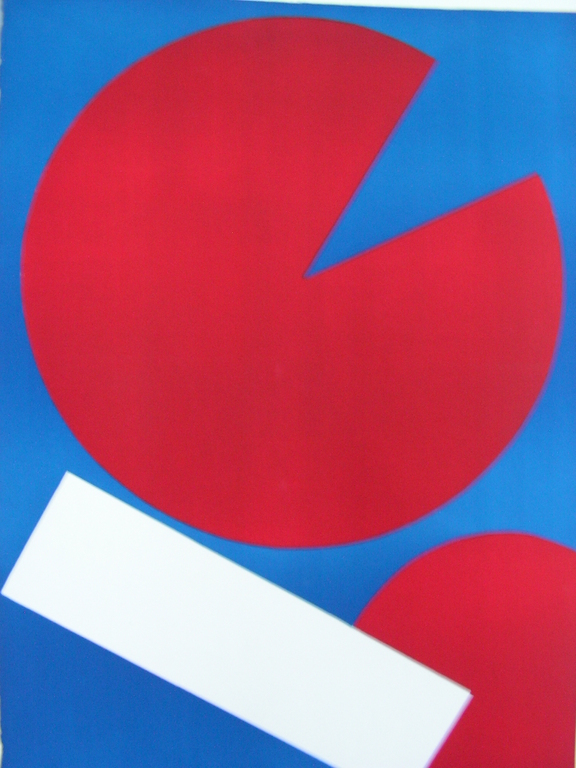 Compositie in rood / wit / blauw. Zeefdruk. Abstract. Gesigneerd. 1967. Opl. 150 verkocht voor € 70!