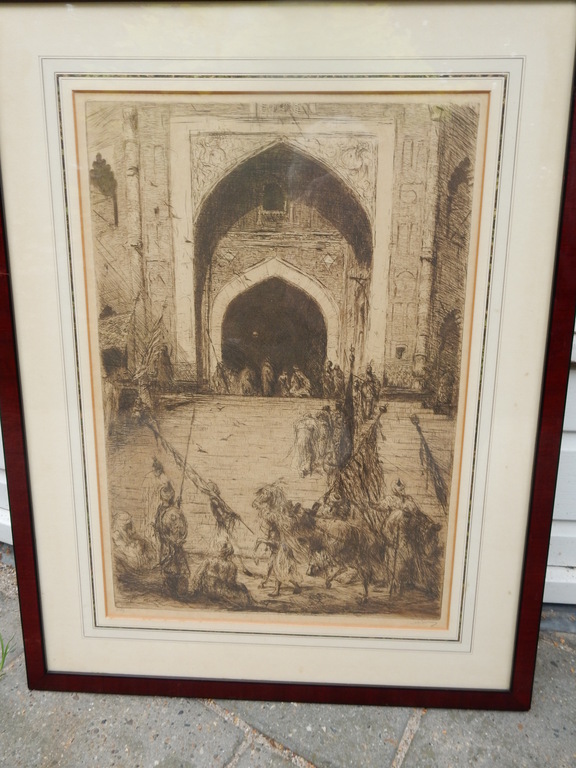 Marius Bauer, ets, Een feestdag in Delhi 1926 verkocht voor € 200!