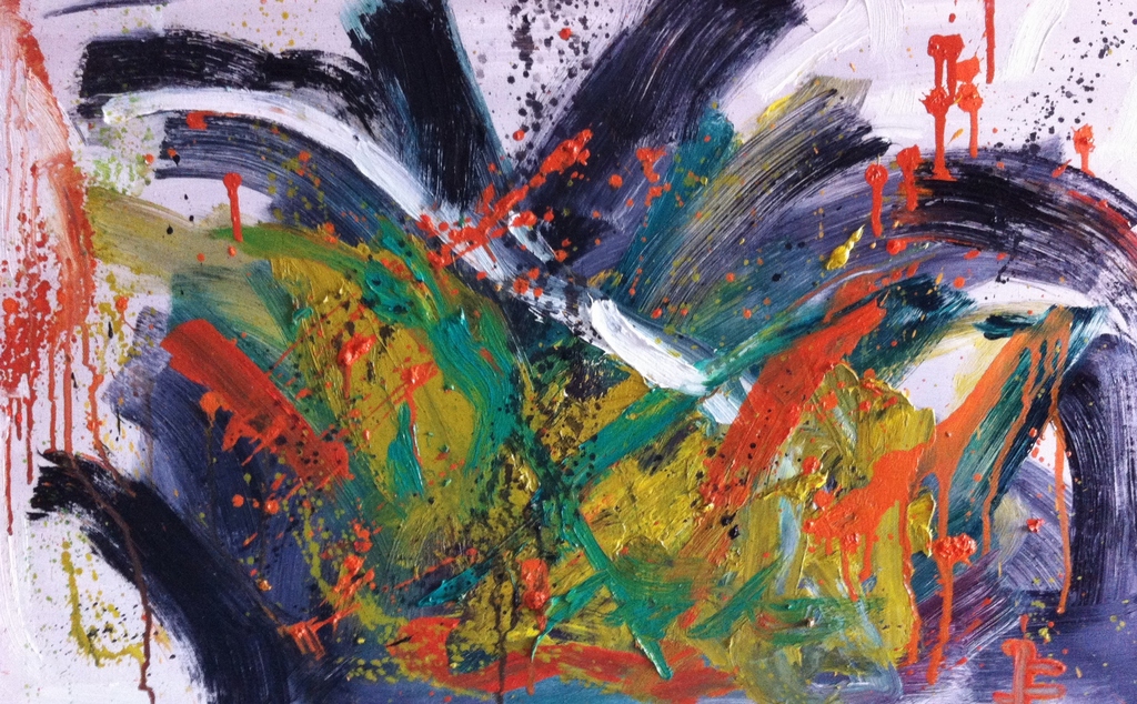 John Foppen - Fire works........ - oliev./paneel-gesigneerd  kopen? Bied vanaf 1!