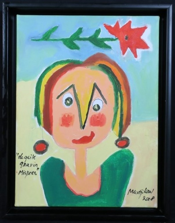 Meertje Kaal: Acryl op doek, De geile gravin Mispoes - Ingelijst verkocht voor € 40!