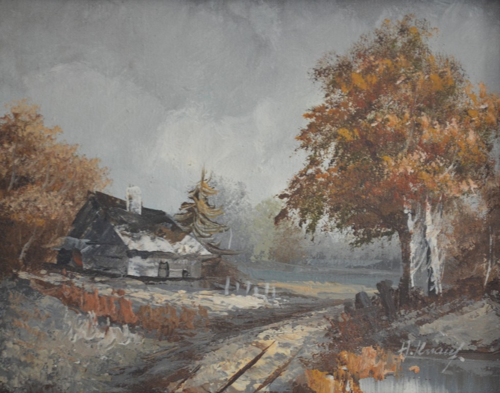 Henner (Heinrich) Knauf (1901-1976): olieverf op doek, boerderijtje in het bos kopen? Bied vanaf 1!