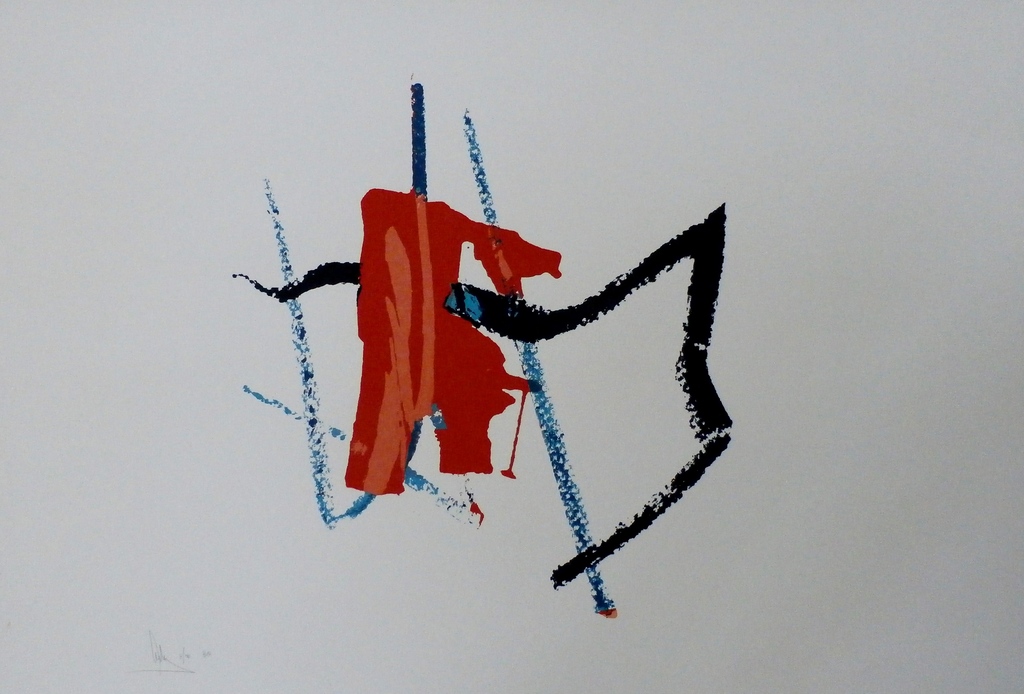 Arty Grimm - grote zeefdruk: abstracte compositie - 1988 - oplage: 20 stuks verkocht voor € 70!