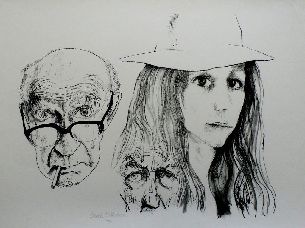 Paul Citroen - litho: zelfportret met dochter - 1971 verkocht voor € 75!