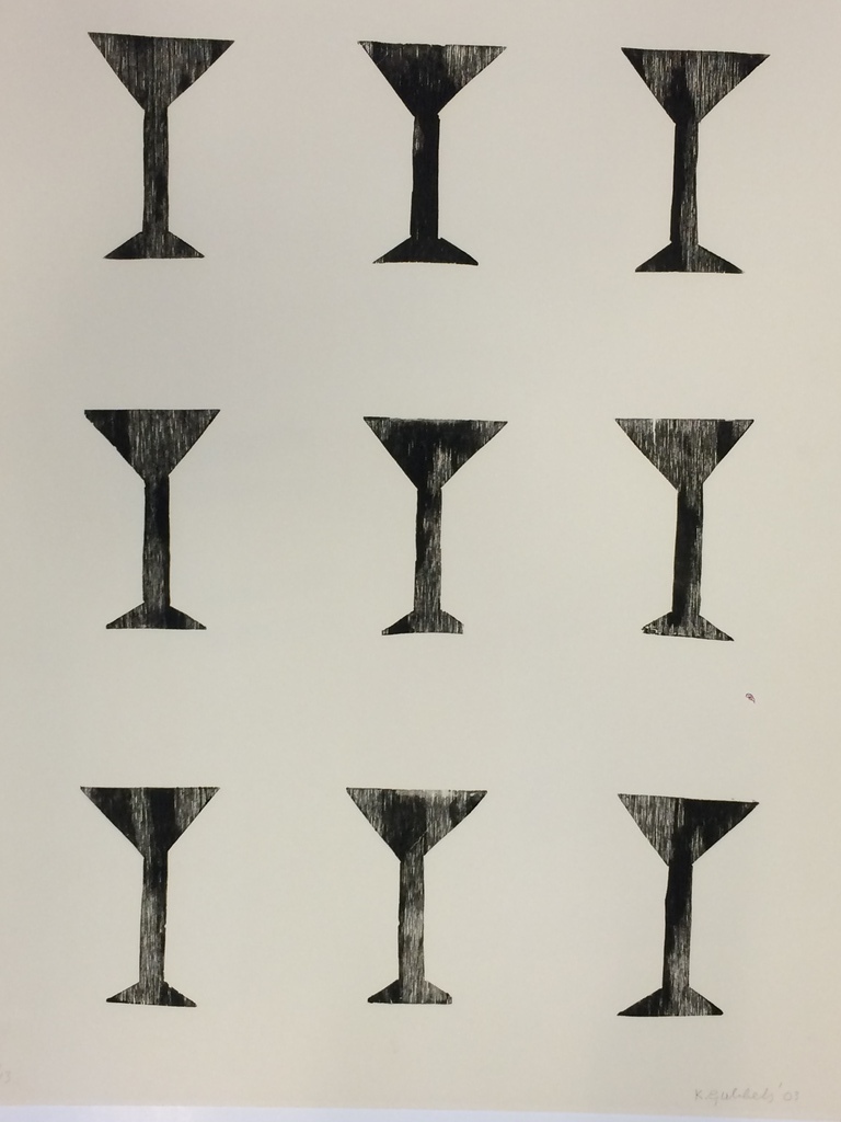 Klaas Gubbels, fraaie houtdruk Glaasjes uit 2003:9/13 kopen? Bied vanaf 385!