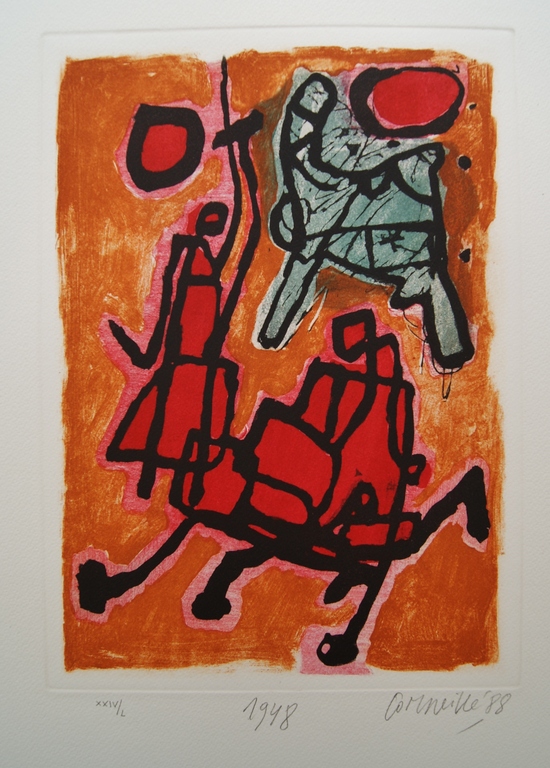 Corneille gesigneerde ets met aquatint 1948 - 1988 verkocht voor € 395!