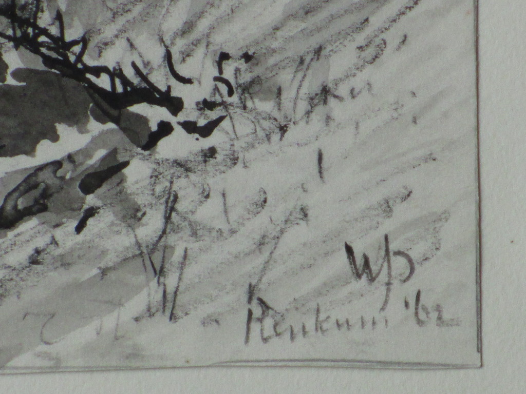 Willem Jans Dijk, De Nederrijn bij Renkum, Inkt/Aquarel kopen? Bied vanaf 1!