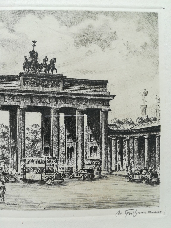 Onbekende kunstenaar, handgesigneerd ro. Ets, Berlin, Brandenburger Tor kopen? Bied vanaf 1!