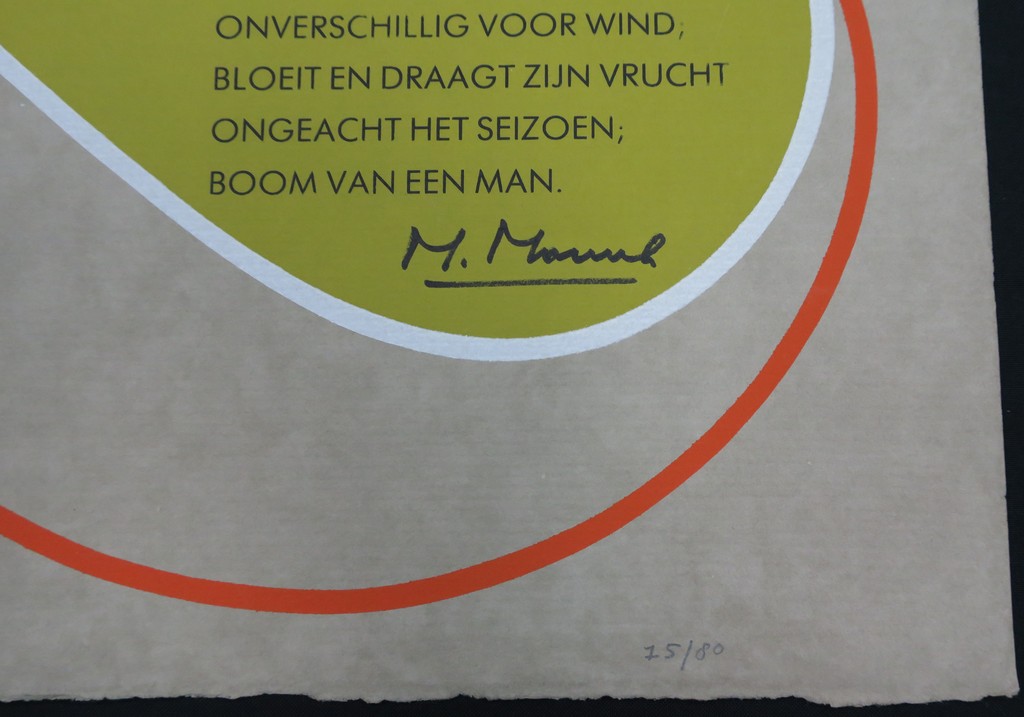 Cesar Domela: Zeefdruk op Japans lompenpapier met gedicht van Maarten Mourik kopen? Bied vanaf 1!