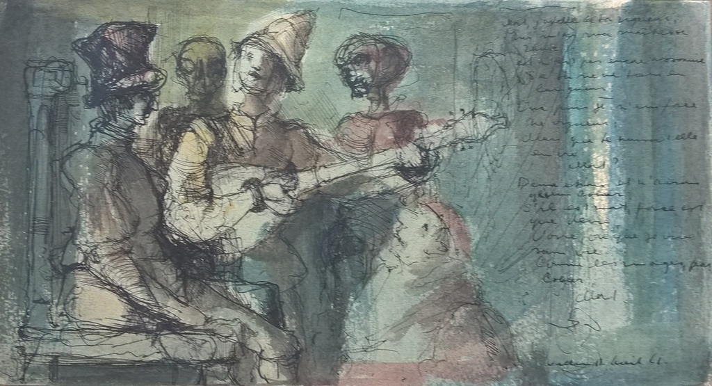 William D. Kuik, (Dirkje) - Gemengde techniek op papier - gesigneerd - 1961 verkocht voor € 320!