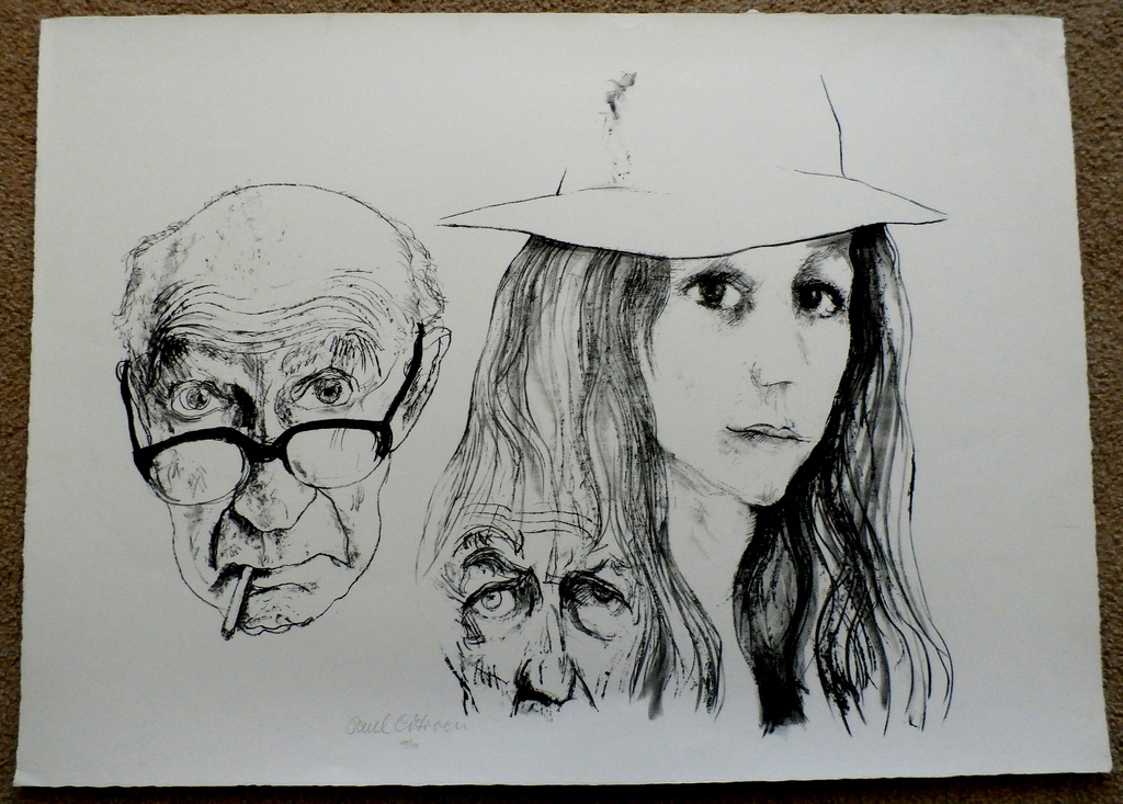 Paul Citroen - litho: zelfportret met dochter - 1971  kopen? Bied vanaf 75!
