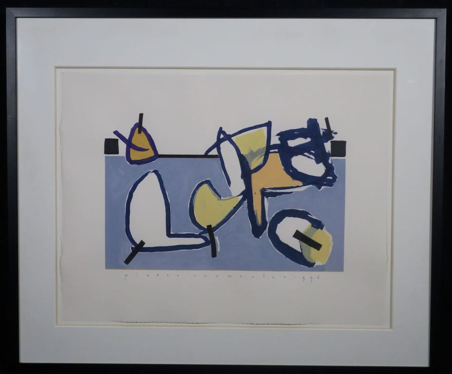 Pieter Vermeulen: Gemengde techniek op papier, Zonder titel - Ingelijst verkocht voor € 70!