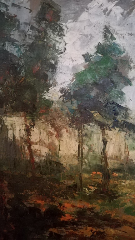 Onbekend kunstenaar, Olieverf op doek, Boszicht kopen? Bied vanaf 1!