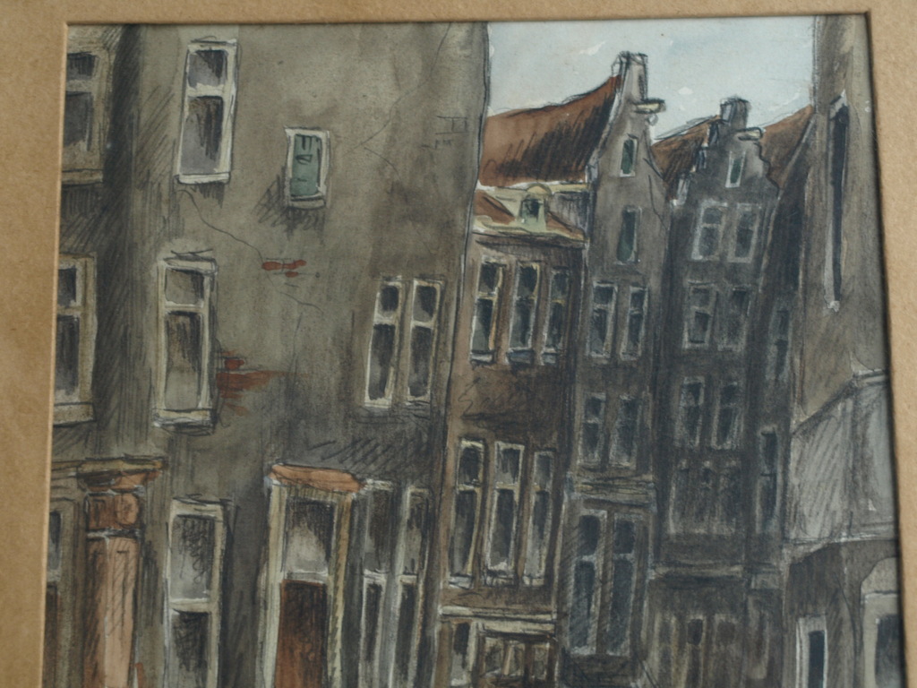 Clement van Vlaardingen : Aquarel , Oude Nieuwstraat Amsterdam Ã¢ï¿½ï¿½ ingelijst Ã¢ï¿½ï¿½1950 kopen? Bied vanaf 75!