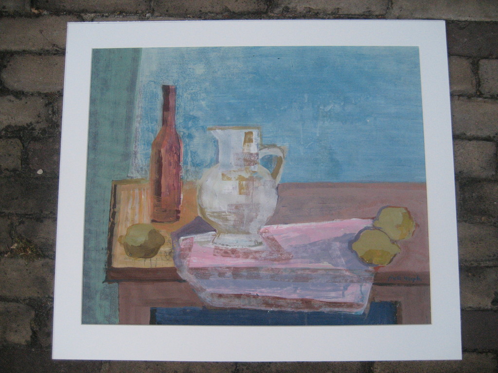 Giselle Weegels - Giselle Weegels- Gouache op karton- Compositie Stilleven met kan kopen? Bied vanaf 15!