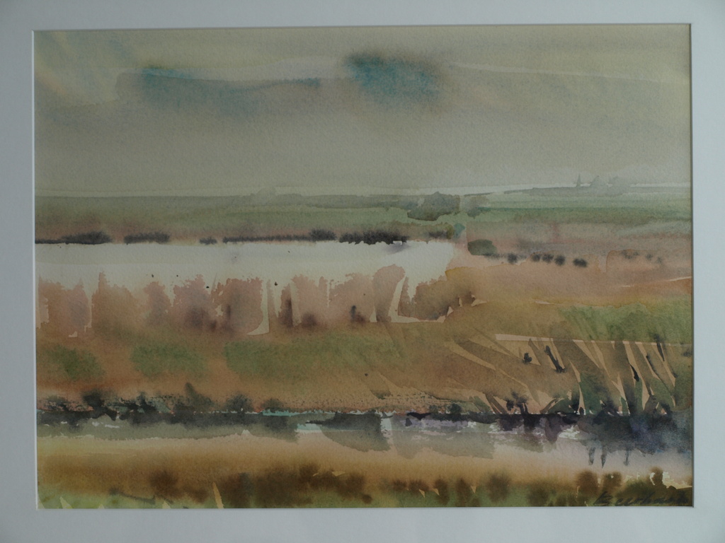 Frederik Beerbaum : Aquarel – Landschap I – gesigneerd & ingelijst – ca 1975  kopen? Bied vanaf 75!