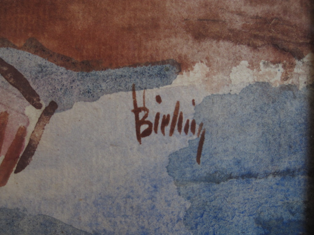 Omstr. 1920 gesigneerd Herman Bieling Rotterdam "de Branding" Aquarel "vr naakt" kopen? Bied vanaf 1!