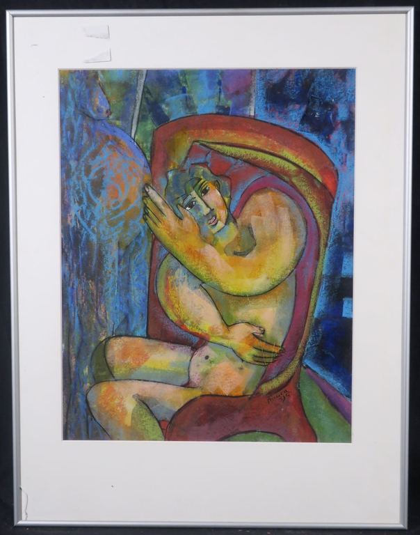 Franca Muller Jabusch: Gouache, Zonder titel - Ingelijst verkocht voor € 40!