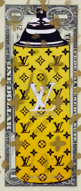 DEATH NYC - Original 1 $ Dollar Signed and Dated 2013 "Spray V Yellow" kopen? Bied vanaf 1!