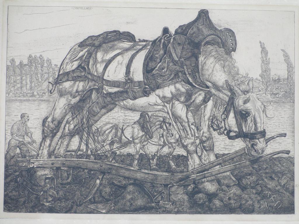 Pieter Dupont, Ploegpaard aan de oevers der Seine, Ets op koper verkocht voor € 150!