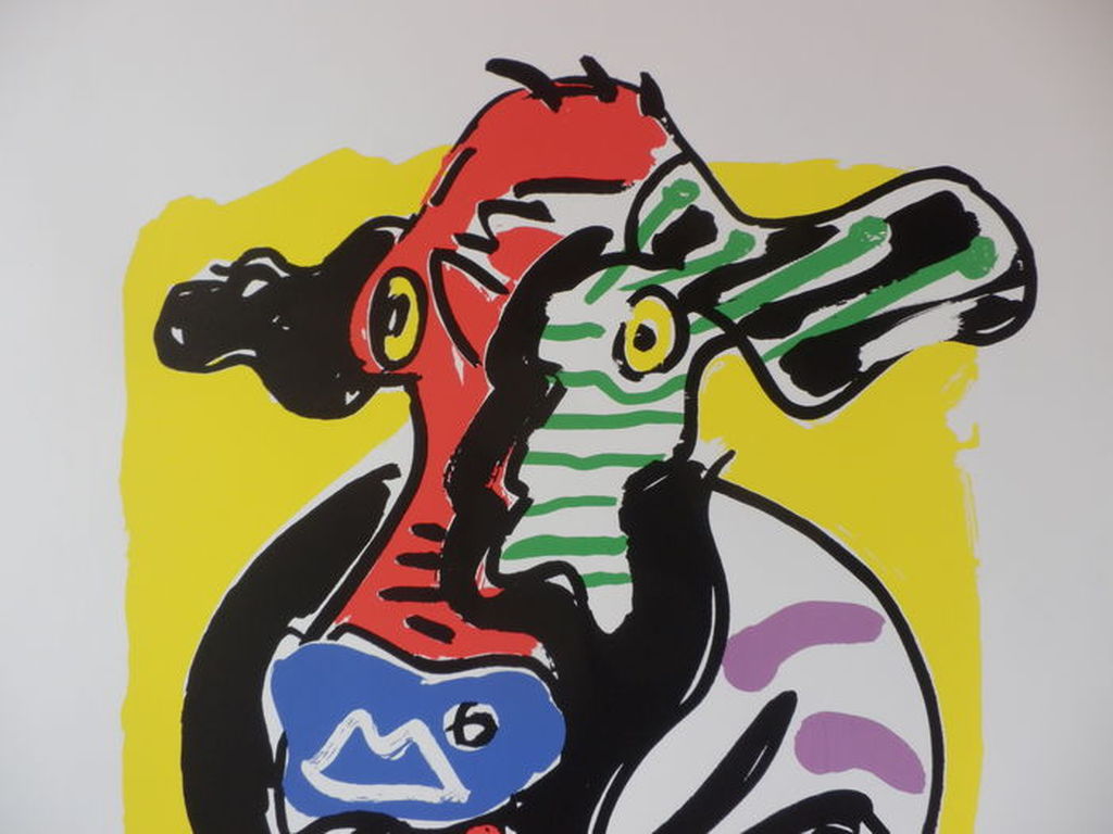 PETER DIEM XL Zeefdruk (76x56 cm)  REUZENKOE GEEL  Handgesigneerd kopen? Bied vanaf 65!