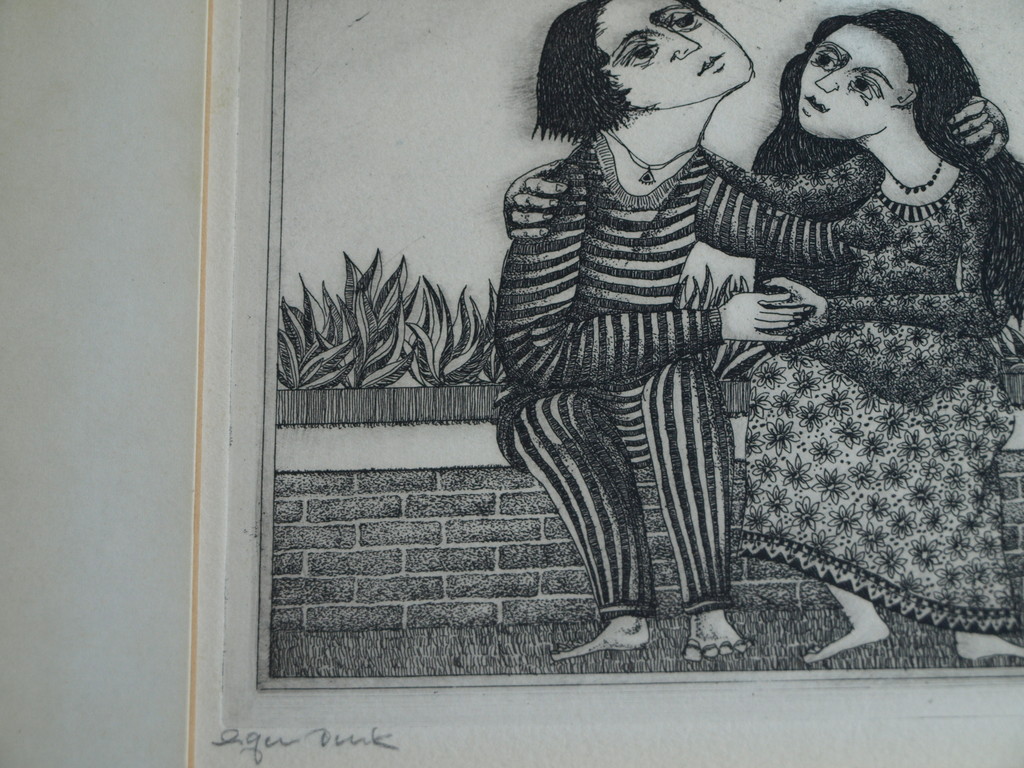 Hans van Draanen: Ets , Liefde - gesigneerd & ingelijst – 1974 – eigen druk kopen? Bied vanaf 1!