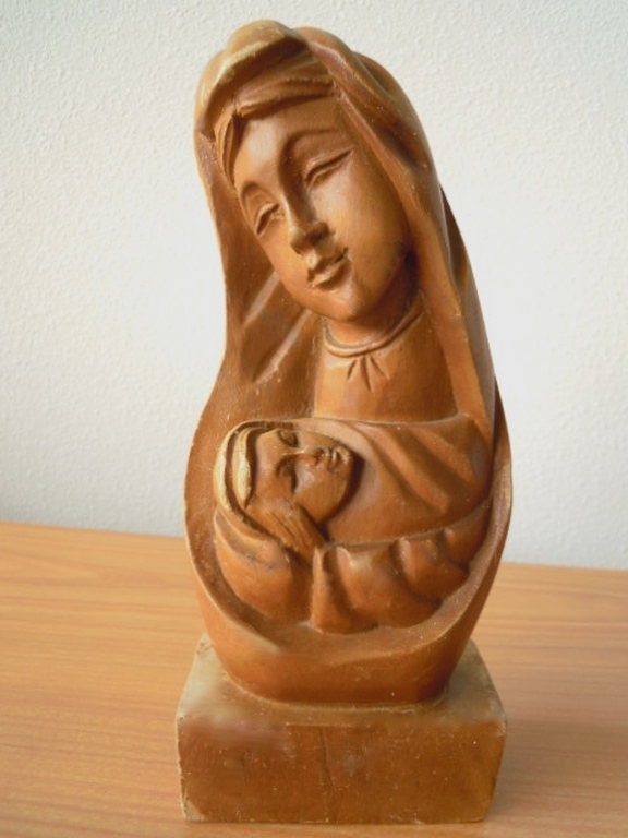 Antiek houten beeld -- MARIA MET KIND = 26 cm - hand gemaakt   kopen? Bied vanaf 10!