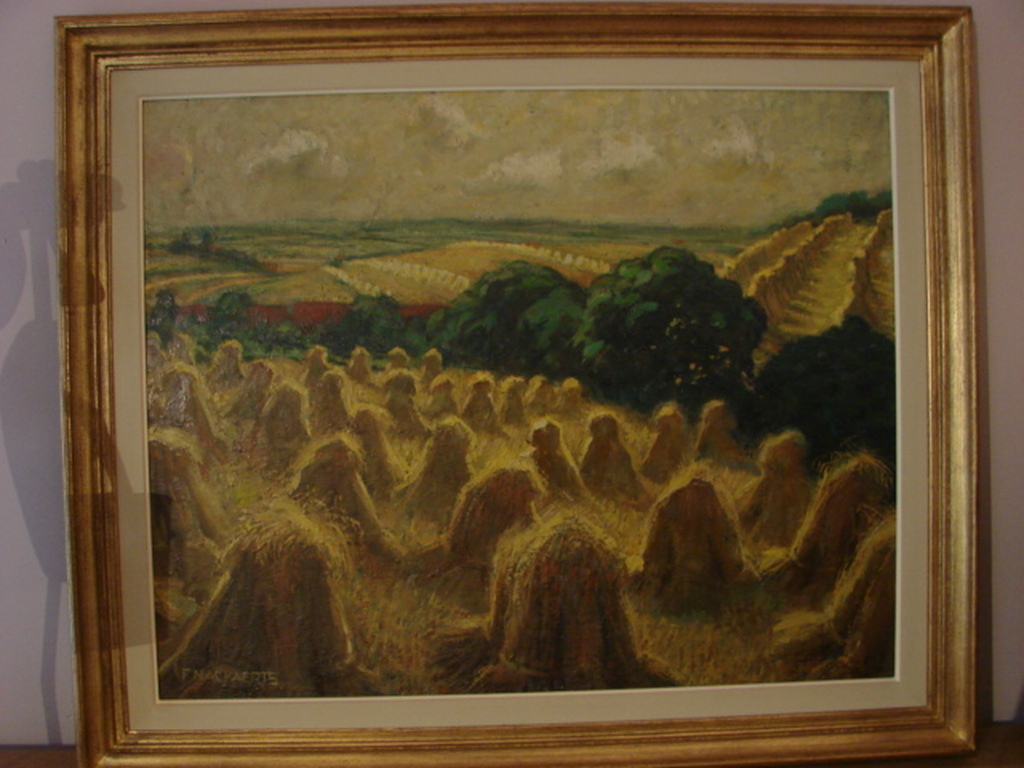 Frans Nackaerts Schilderij . Hooien op het veld. verkocht voor € 480!