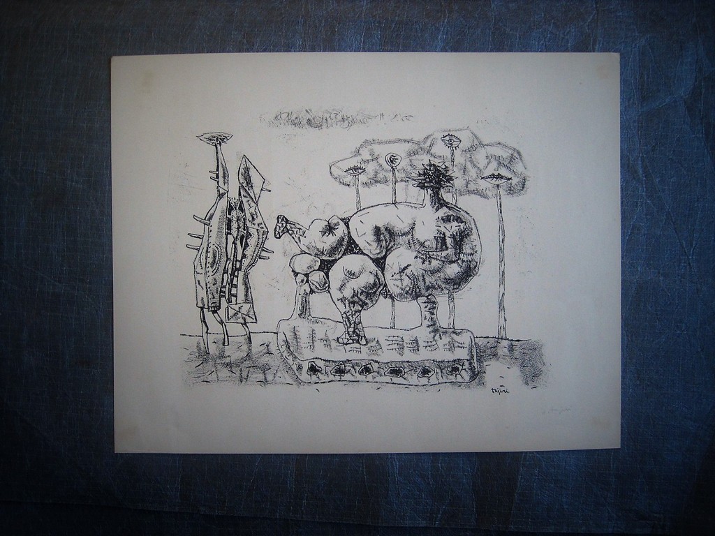Originele en handgesigneerde Shinkichi Tajiri 1923-2009 litho "fantasy figures"  kopen? Bied vanaf 1!