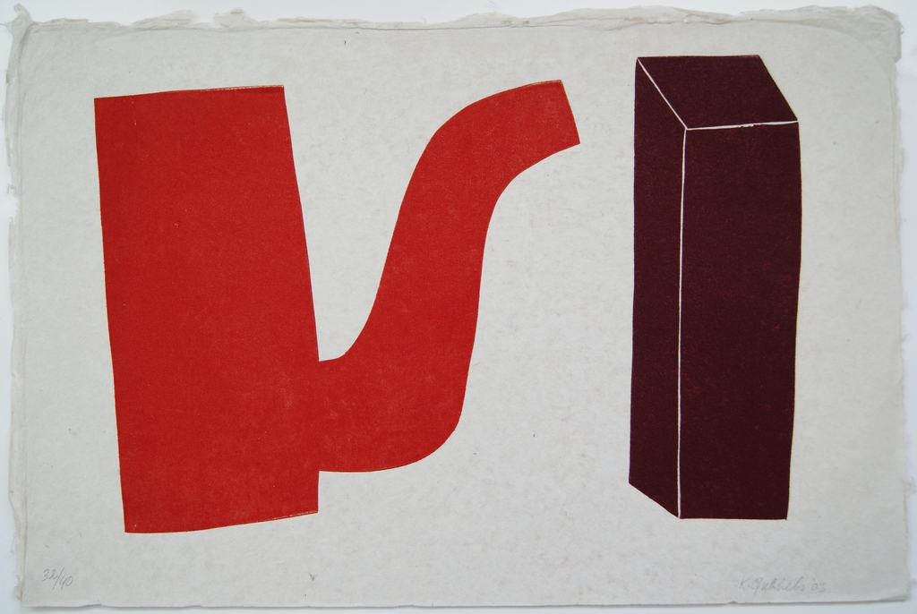 Klaas Gubbels houtdruk 'Rode kan met object' - 2003 kopen? Bied vanaf 385!