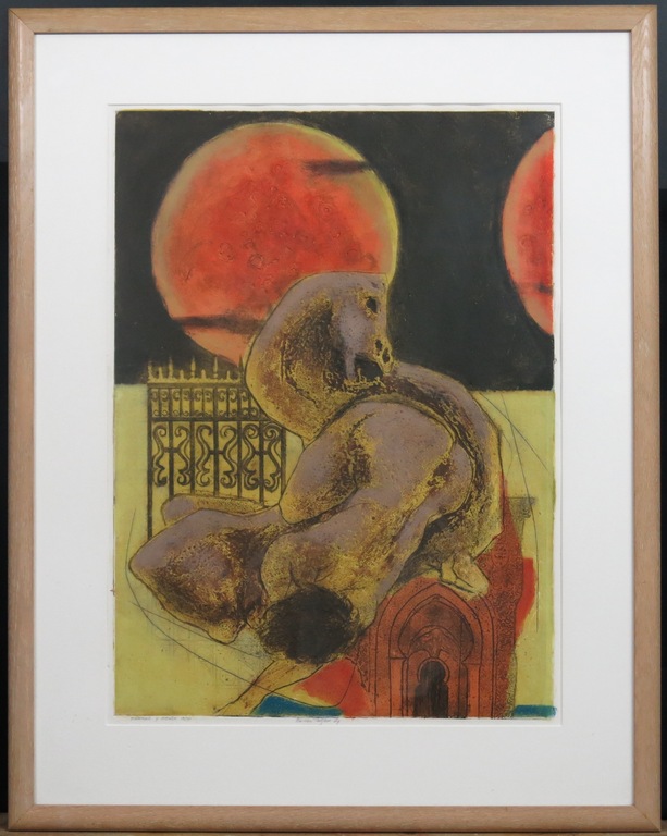 Ru van Rossem: Ets en reliefdruk, Thamar y Amnon - Ingelijst verkocht voor € 80!