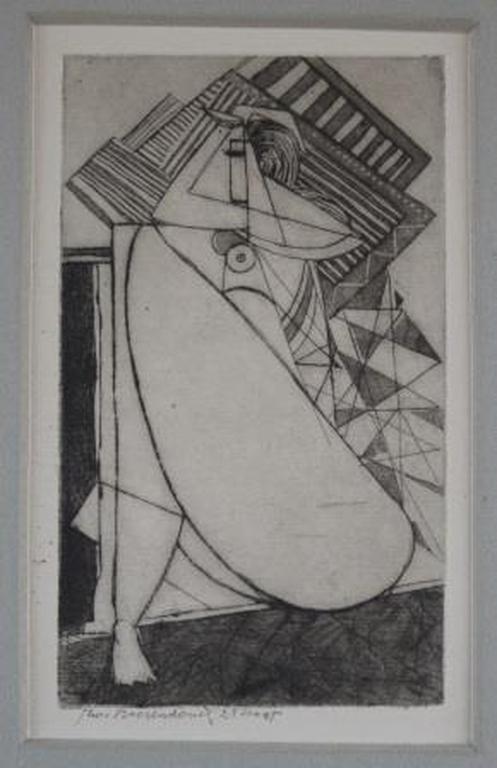 Theo Beerendonk, ets 10x17 - 1970  'Haar dijen' verkocht voor € 60!