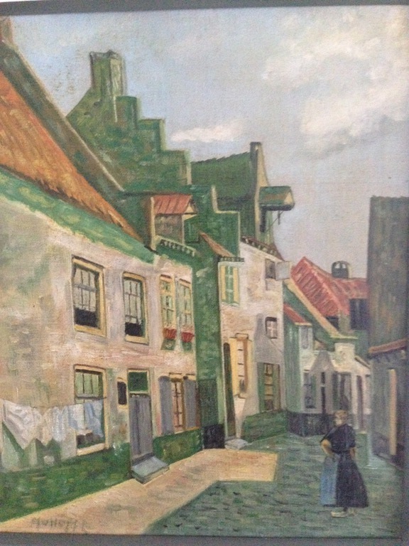 M. van Hoff - Vrouw in straatje - Olieverf op doek - in lijst - Gesigneerd kopen? Bied vanaf 20!