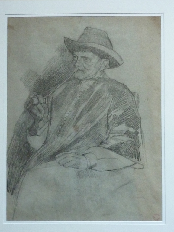 HENRI FRÉDERIC BOOT tekening "Pijprokende man op stoel" kopen? Bied vanaf 45!