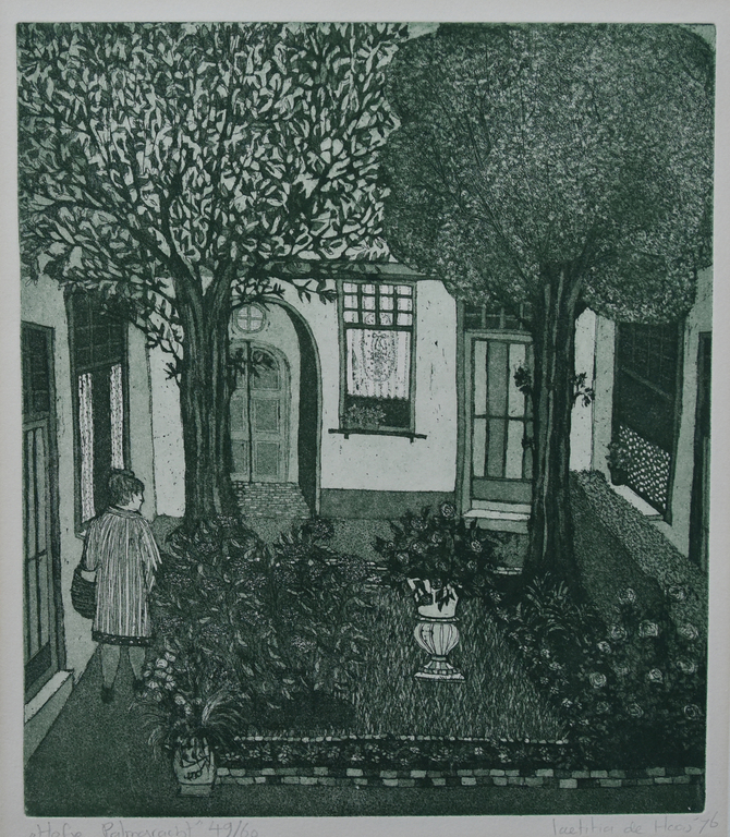 Laetitia de Haas, ets # HOFJE PALMGRACHT # gesigneerd/genummerd/nm, 1976 kopen? Bied vanaf 1!