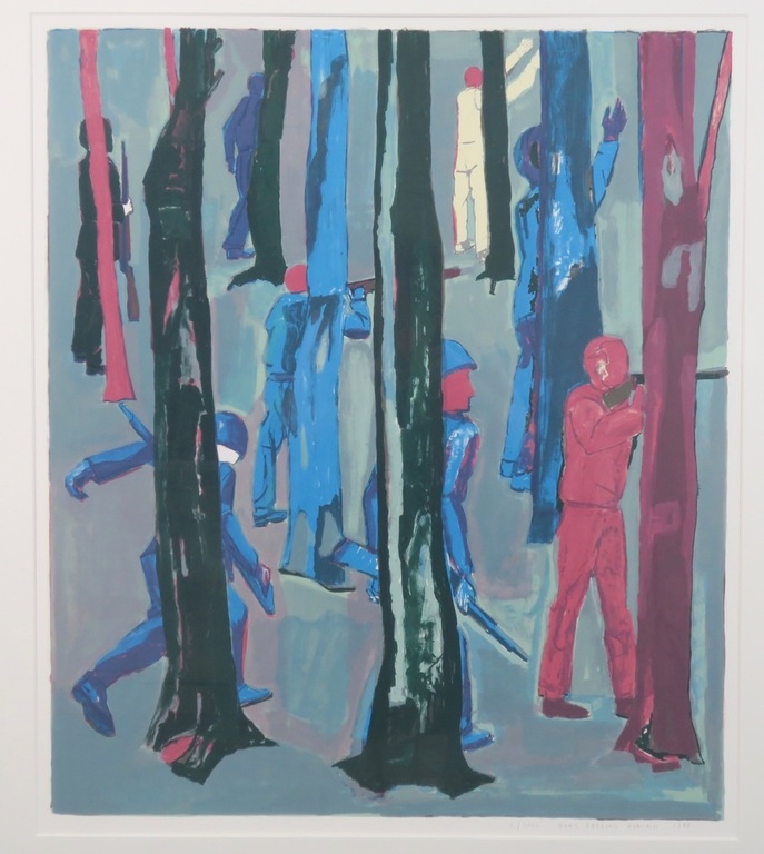 Hans Ebeling Koning: Zeefdruk, Bos links - Ingelijst (groot) kopen? Bied vanaf 20!