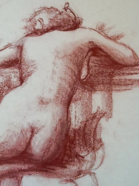 Irma van de Zande, krijttekening,naakt kopen? Bied vanaf 1!