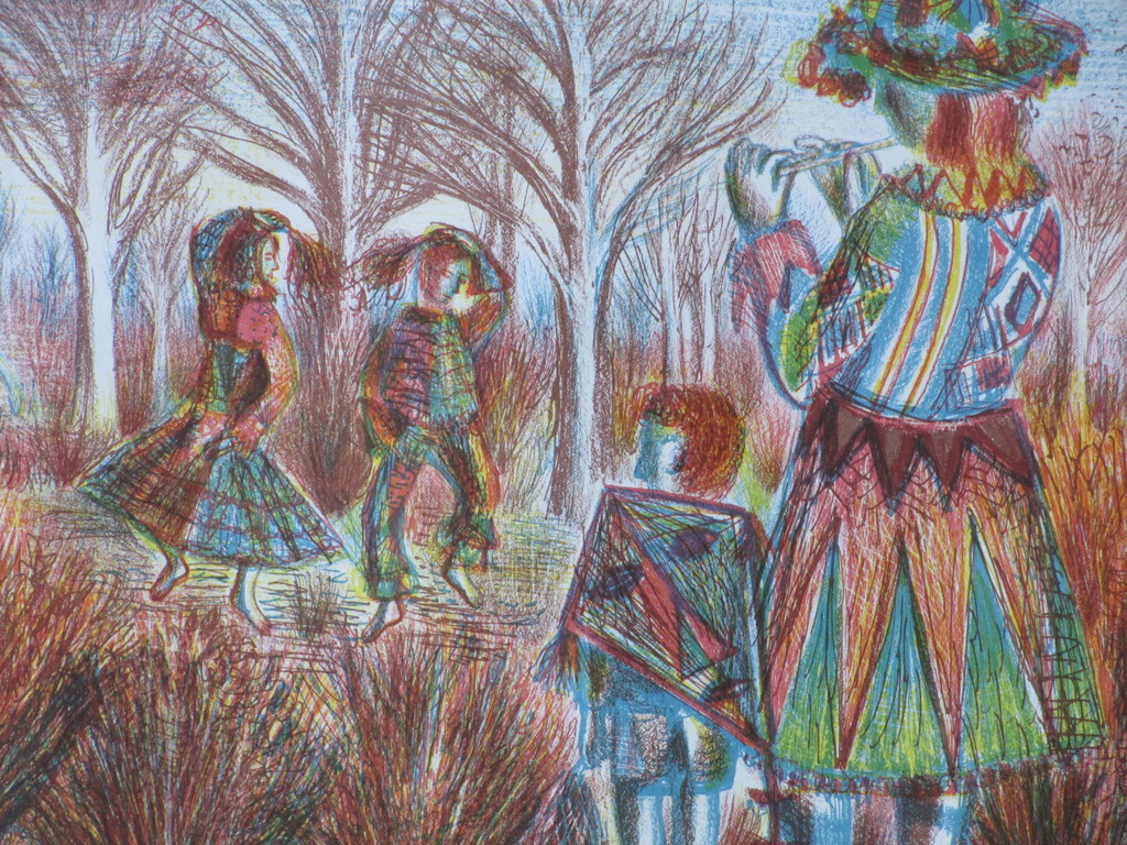 Kees Andrea, De fluitspeelster, Kleurenlitho kopen? Bied vanaf 35!