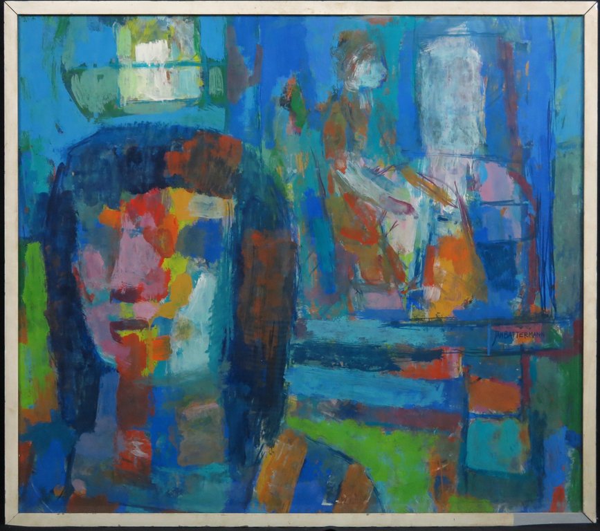 Jan Battermann: Acryl op papier, Twee figuren - Ingelijst (groot) kopen? Bied vanaf 200!