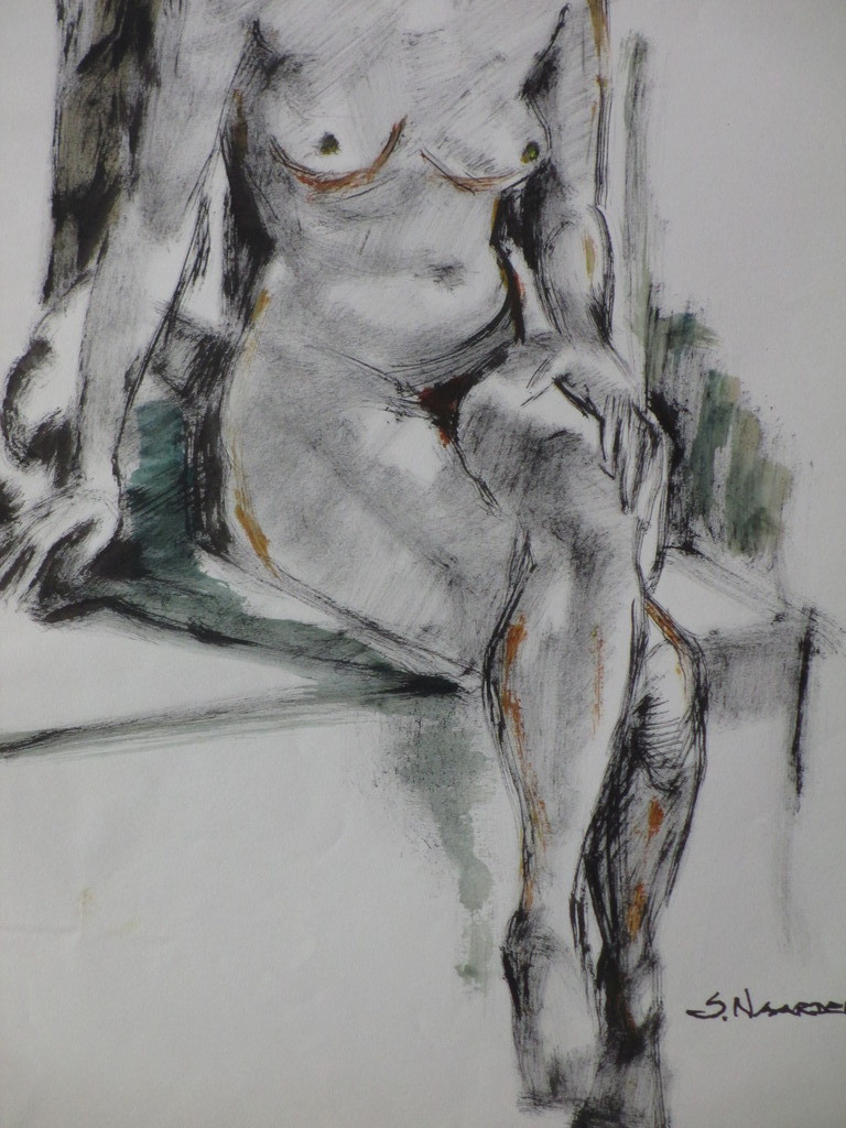 Isaac Naarden, Zittend vrouwelijk naakt, Gemengde techniek kopen? Bied vanaf 1!