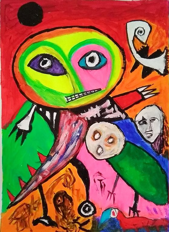 Vrijheid-gemengde techniek op papier-handgesigneerd verkocht voor € 80!