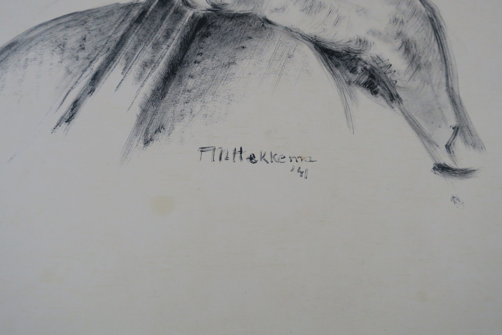 Lot met 4 Tekeningen, o.a. Onbekend Gesigneerd: Inkttekening, De Cellist kopen? Bied vanaf 1!