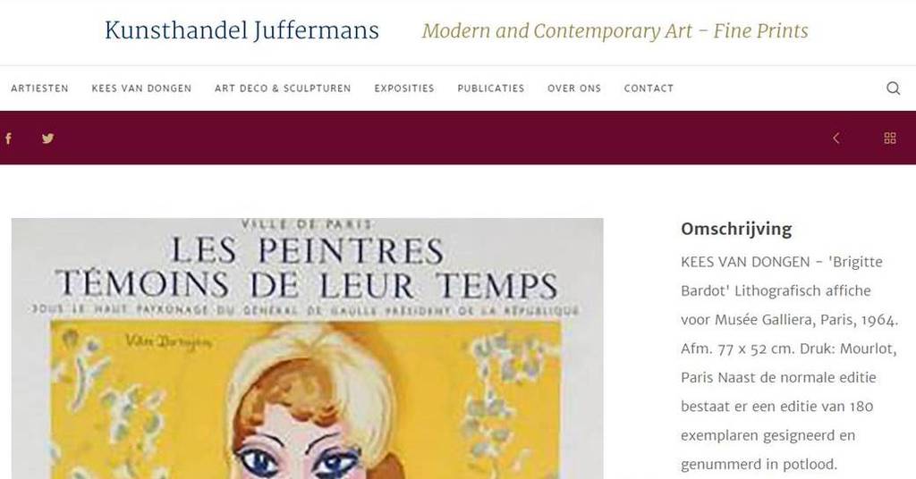 Kees van Dongen - Brigitte Bardot - lithografische affiche - gesign. - opl. 180 kopen? Bied vanaf 650!