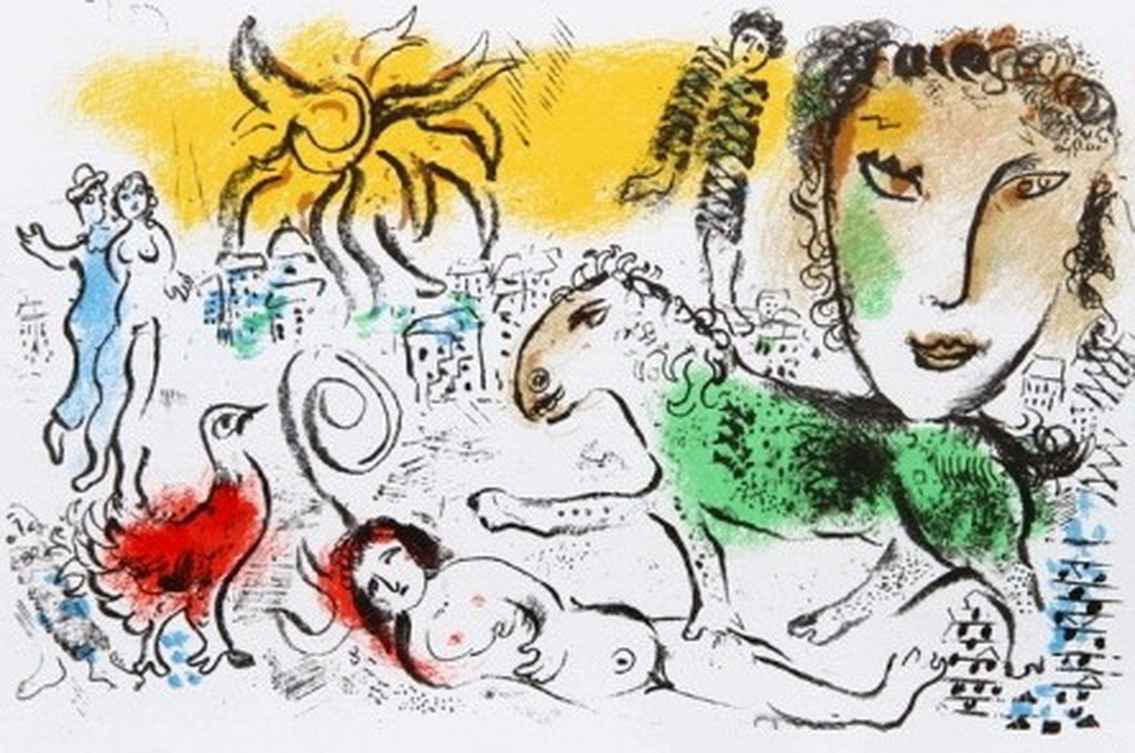 Chagall - kleurenlithografie ' Homecoming' - editie ' XXe Siècle ' - Jaar 1973 verkocht voor € 75!
