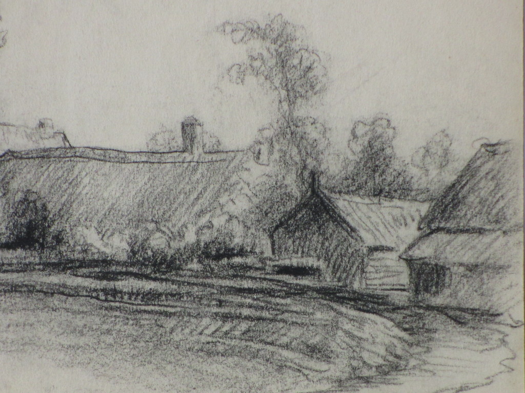 Jan Poortenaar - Jan Poortenaar, Boer op akker bij boerderij, Tekening kopen? Bied vanaf 1!