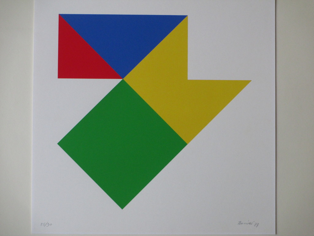 Bob Bonies, Geometrische compositie in primaire kleuren, Zeefdruk verkocht voor € 80!